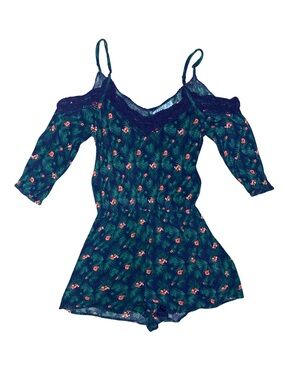 Floral Cold-Shoulder Romper with Spaghetti Straps